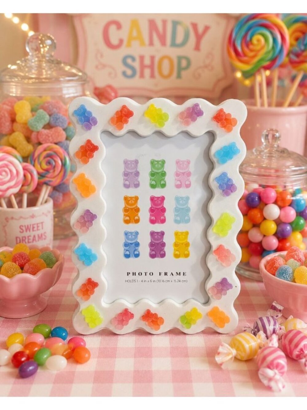 New Colorful Candy Gummy Bear Minatures 3D Room Decor Photo Picture Frame 4x6